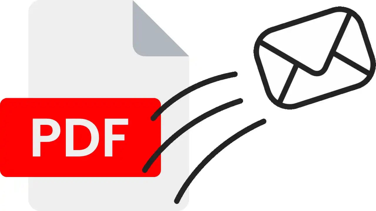 Simple icon showing a PDF file sending or converting to an email message.